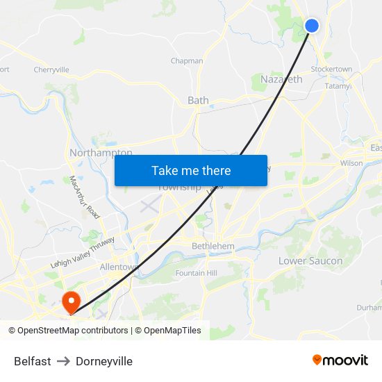 Belfast to Belfast map