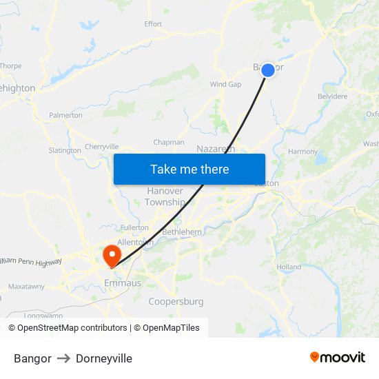 Bangor to Bangor map