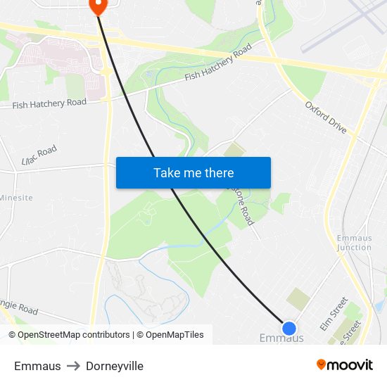 Emmaus to Dorneyville map