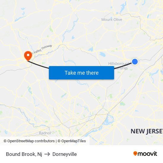 Bound Brook, Nj to Dorneyville map