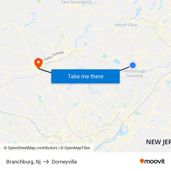 Branchburg, Nj to Dorneyville map