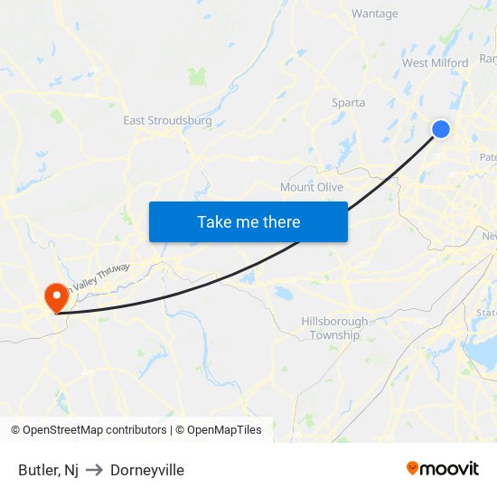 Butler, Nj to Dorneyville map