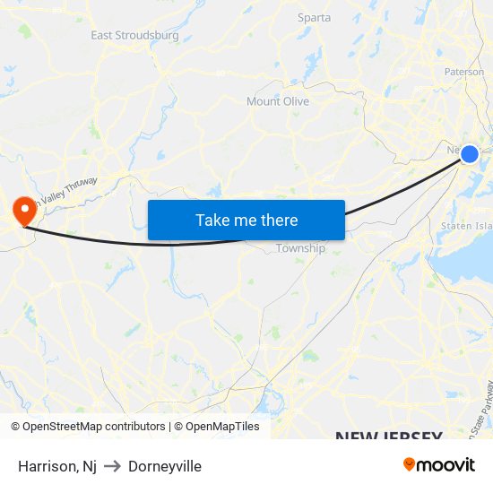 Harrison, Nj to Dorneyville map