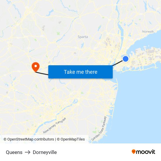 Queens to Dorneyville map
