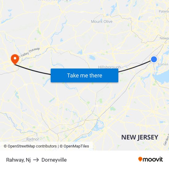 Rahway, Nj to Dorneyville map