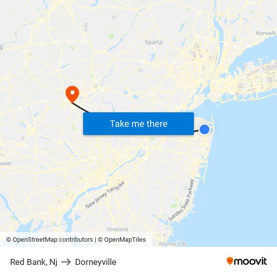 Red Bank, Nj to Dorneyville map