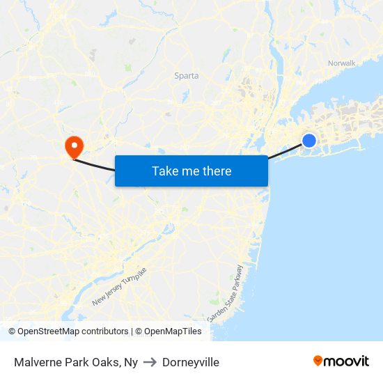 Malverne Park Oaks, Ny to Dorneyville map