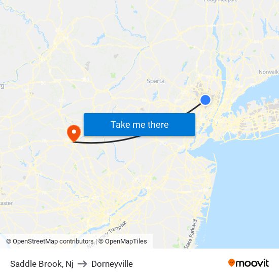 Saddle Brook, Nj to Dorneyville map