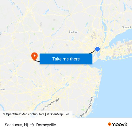 Secaucus, Nj to Dorneyville map