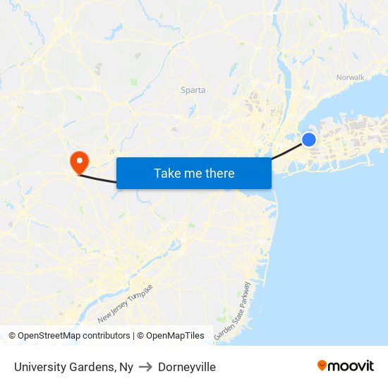 University Gardens, Ny to Dorneyville map