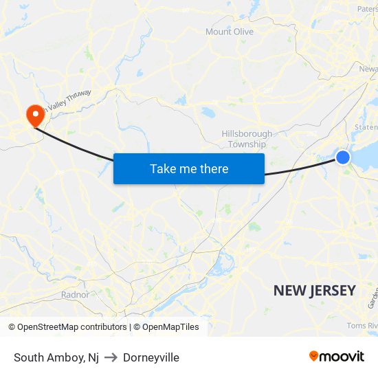 South Amboy, Nj to Dorneyville map