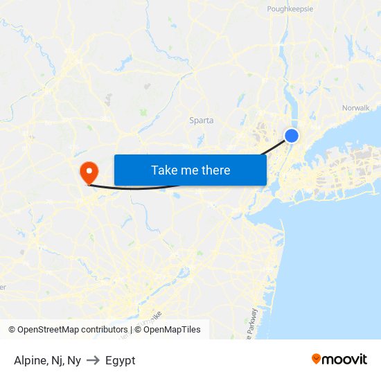 Alpine, Nj, Ny to Egypt map