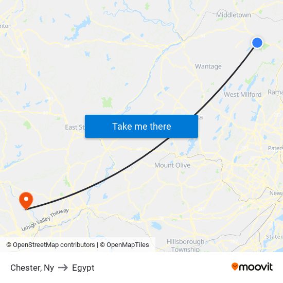 Chester, Ny to Egypt map