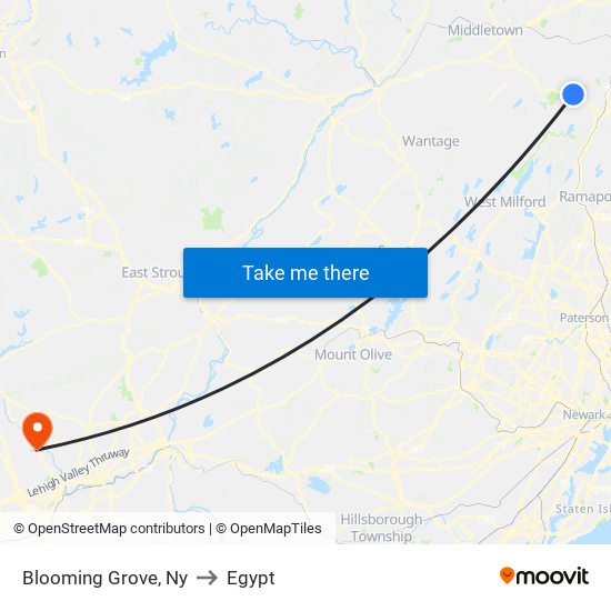 Blooming Grove, Ny to Egypt map