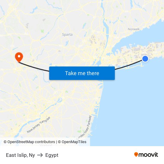 East Islip, Ny to Egypt map