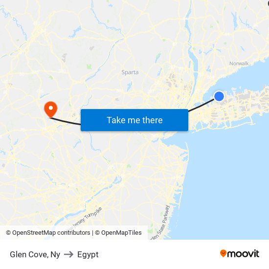 Glen Cove, Ny to Egypt map