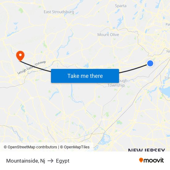 Mountainside, Nj to Egypt map