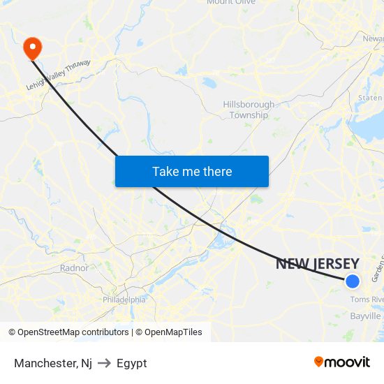 Manchester, Nj to Egypt map