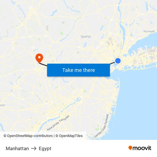 Manhattan to Egypt map