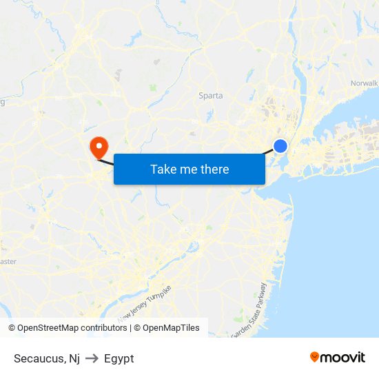 Secaucus, Nj to Egypt map