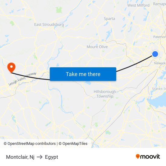 Montclair, Nj to Egypt map
