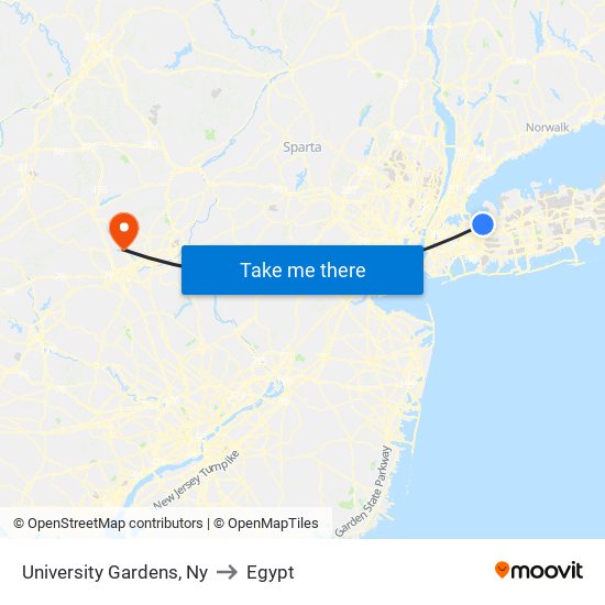 University Gardens, Ny to Egypt map