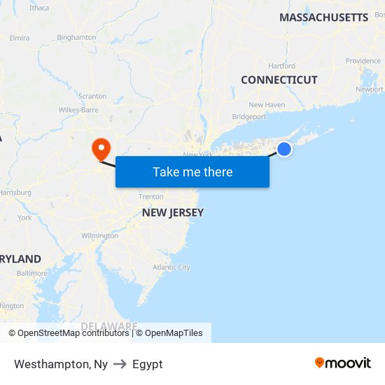 Westhampton, Ny to Egypt map