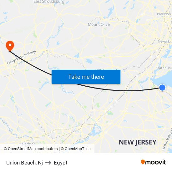 Union Beach, Nj to Egypt map