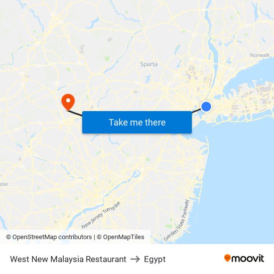 West New Malaysia Restaurant to Egypt map