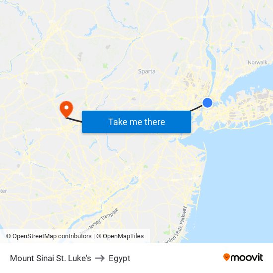 Mount Sinai St. Luke's to Egypt map