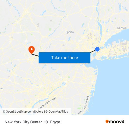 New York City Center to Egypt map