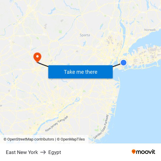 East New York to Egypt map