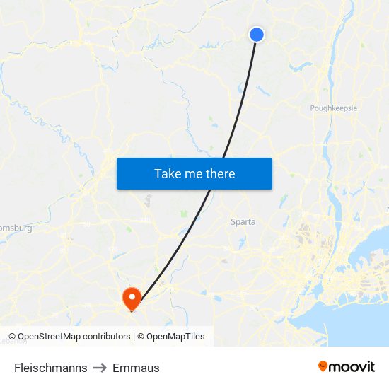 Fleischmanns to Emmaus map