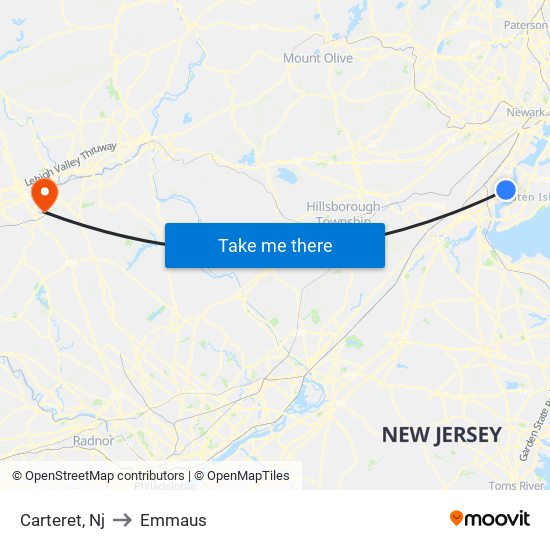 Carteret, Nj to Emmaus map
