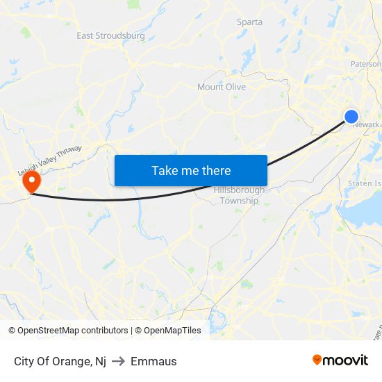 City Of Orange, Nj to Emmaus map