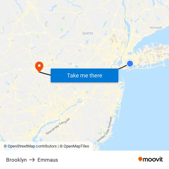 Brooklyn to Brooklyn map