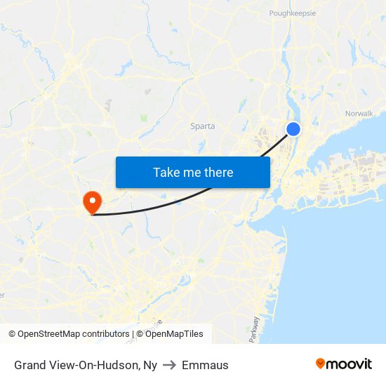 Grand View-On-Hudson, Ny to Emmaus map