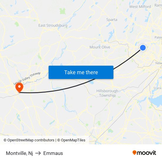 Montville, Nj to Emmaus map