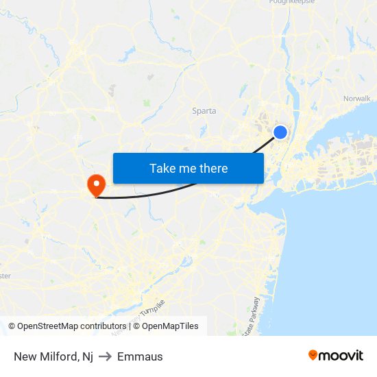 New Milford, Nj to Emmaus map