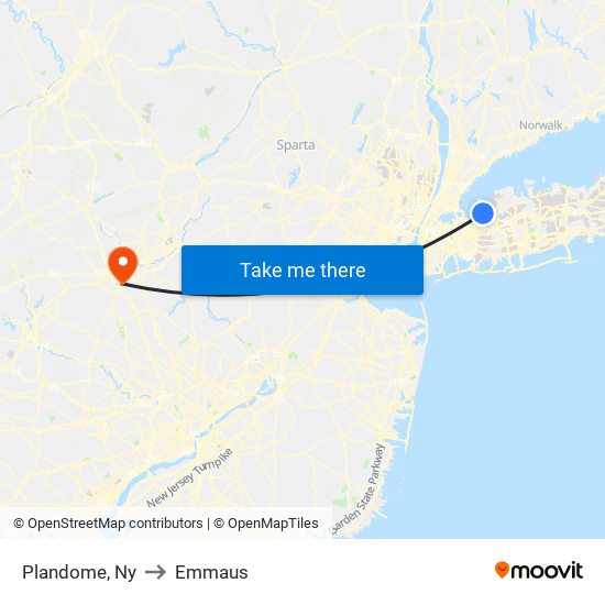 Plandome, Ny to Emmaus map