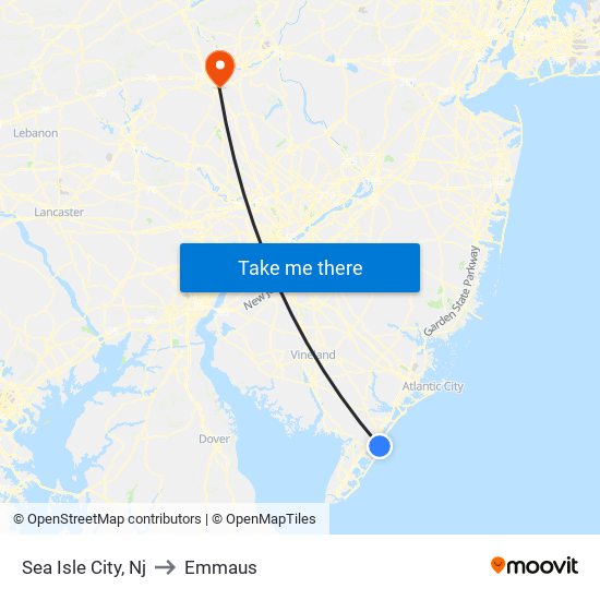 Sea Isle City, Nj to Emmaus map