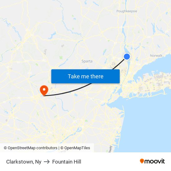 Clarkstown, Ny to Fountain Hill map