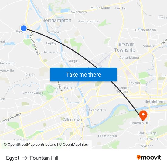 Egypt to Fountain Hill map