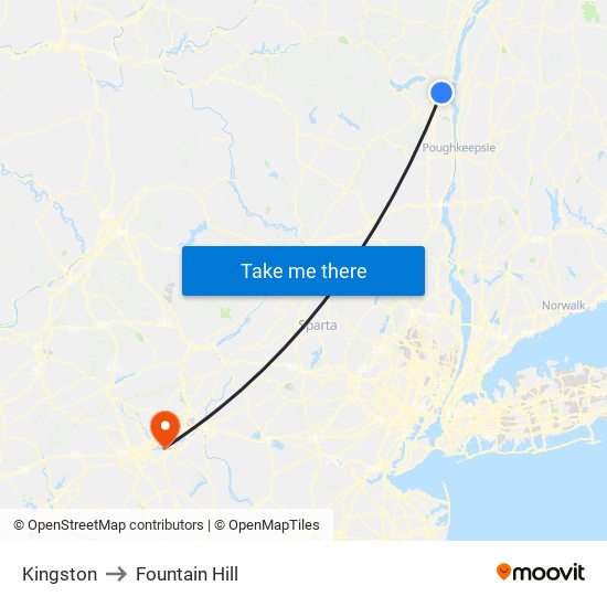 Kingston to Fountain Hill map