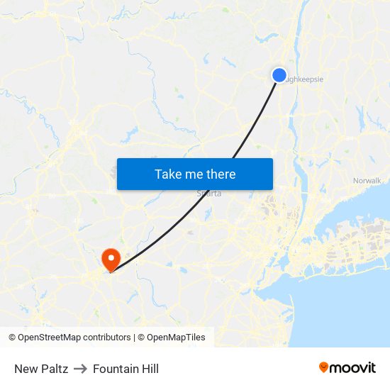 New Paltz to Fountain Hill map