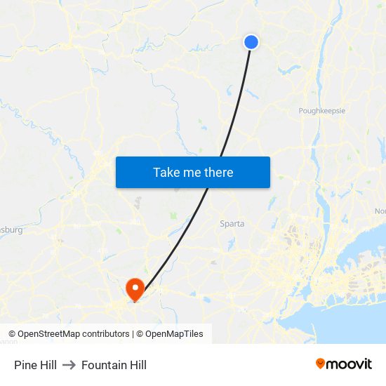 Pine Hill to Fountain Hill map