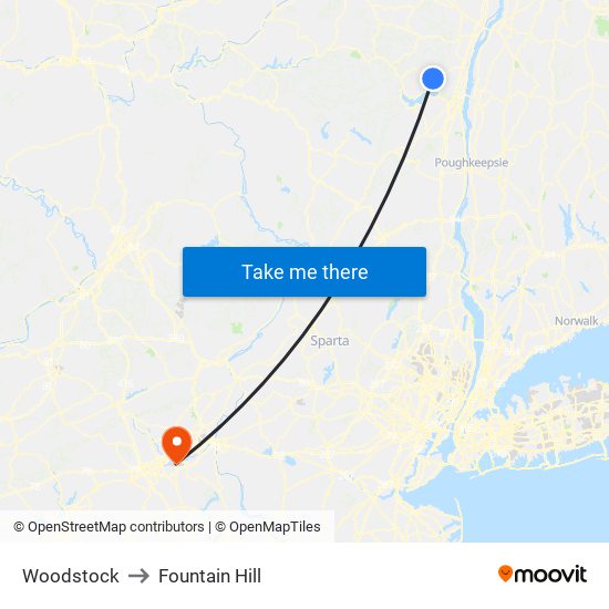 Woodstock to Fountain Hill map