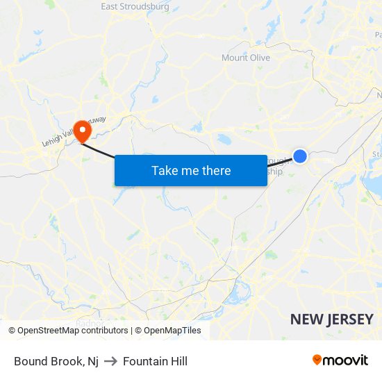 Bound Brook, Nj to Fountain Hill map