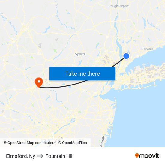 Elmsford, Ny to Fountain Hill map