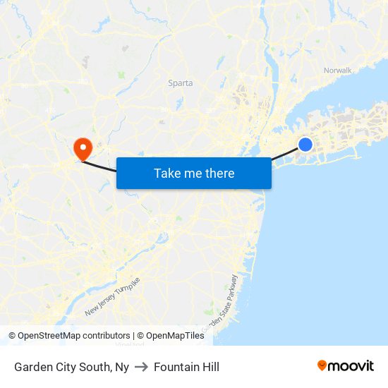 Garden City South, Ny to Fountain Hill map